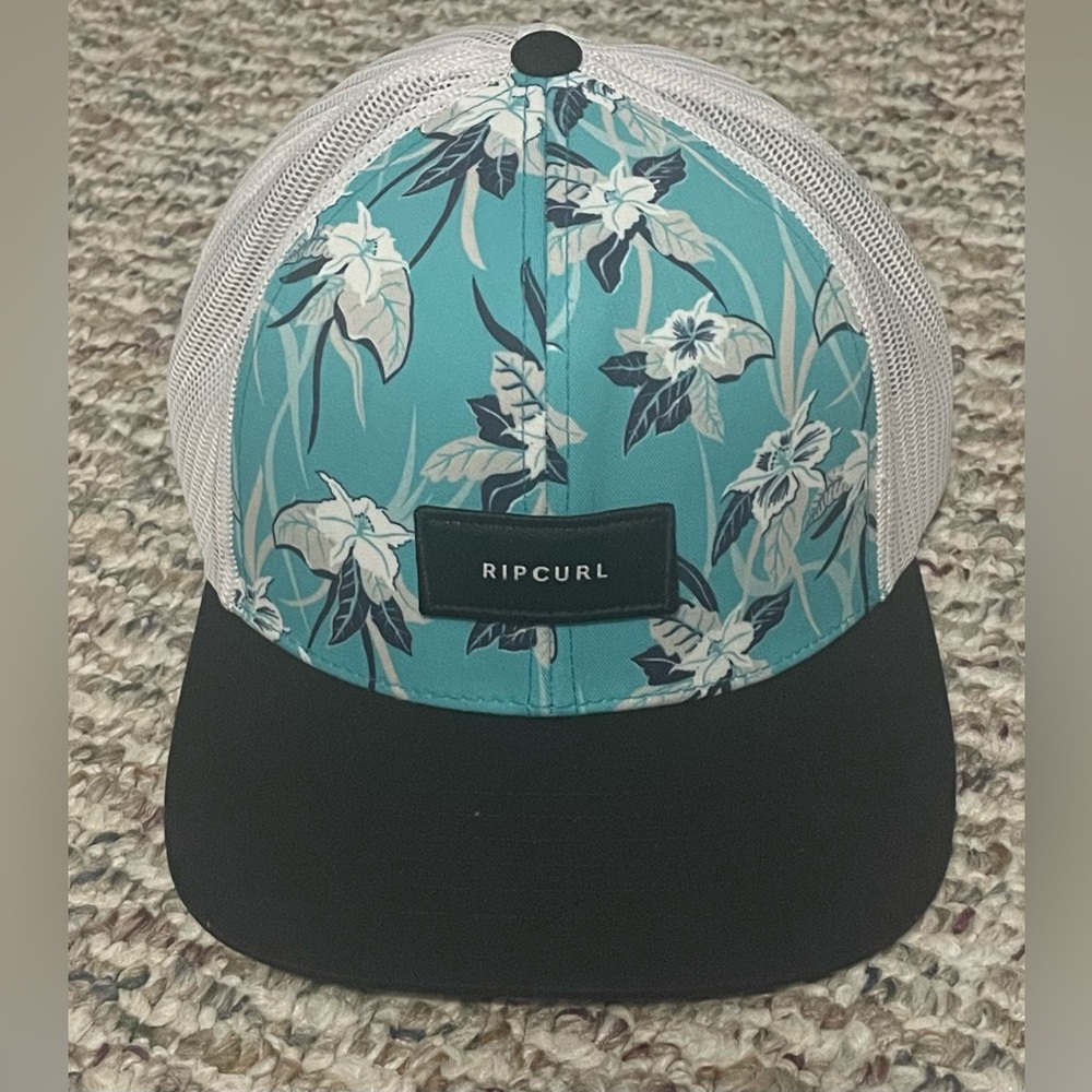Rip Curl Teal and Black Floral Trucker Hat